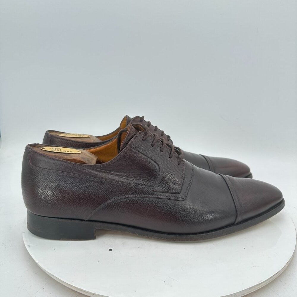 Gucci Men Size US 9 UK 8.5D Brown Leather Lace Up Cap Toe Derby Dress Shoes - Picture 5 of 12